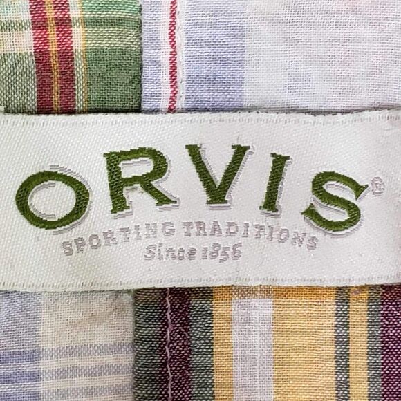 Orvis Shirt Men’s Patchwork SS Button Down Size M Medium Cotton Madras Plaid - Picture 6 of 9